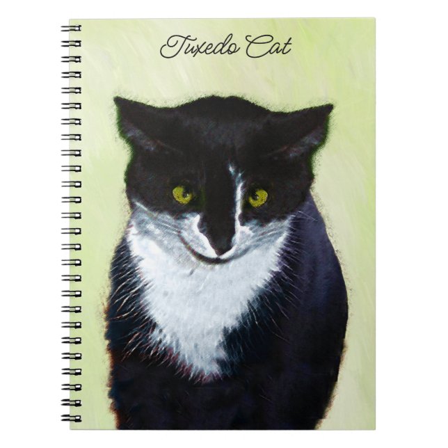 Carnet Peinture de chat Tuxedo - Cute Original Cat Art (Devant)