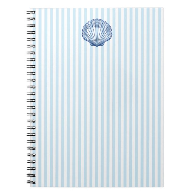 Carnet Peinture de coquillages Bleu Nautique Stripe Prepp (Devant)