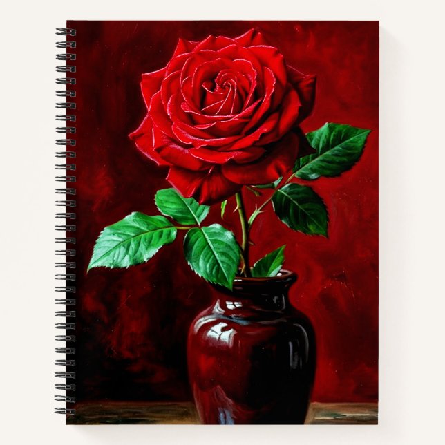 Carnet Peinture de fleur de rose rouge (Devant)
