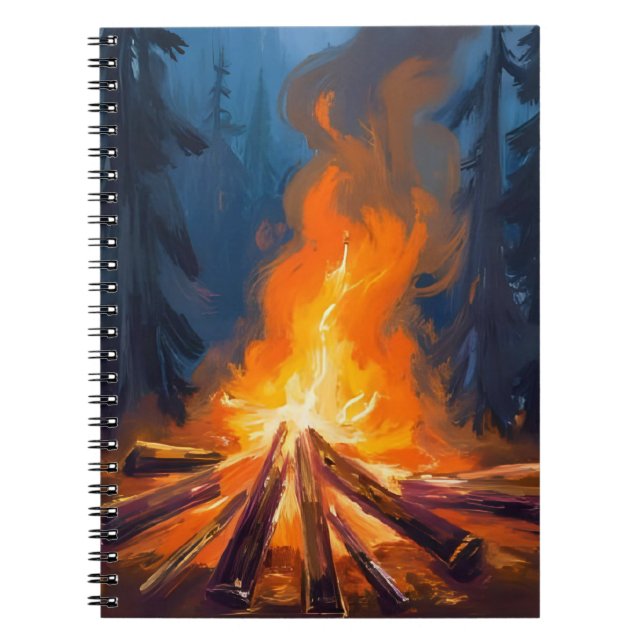 Carnet Peinture de forêt à l'aquarelle autour d'un feu de (Devant)