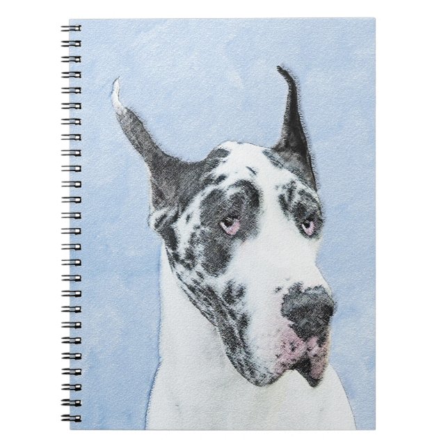 Carnet Peinture de Great Dane (Arlequin) - Art original d (Devant)