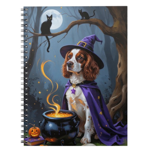 Carnet Peinture de Halloween fantaisiste de chien Brittan (Devant)