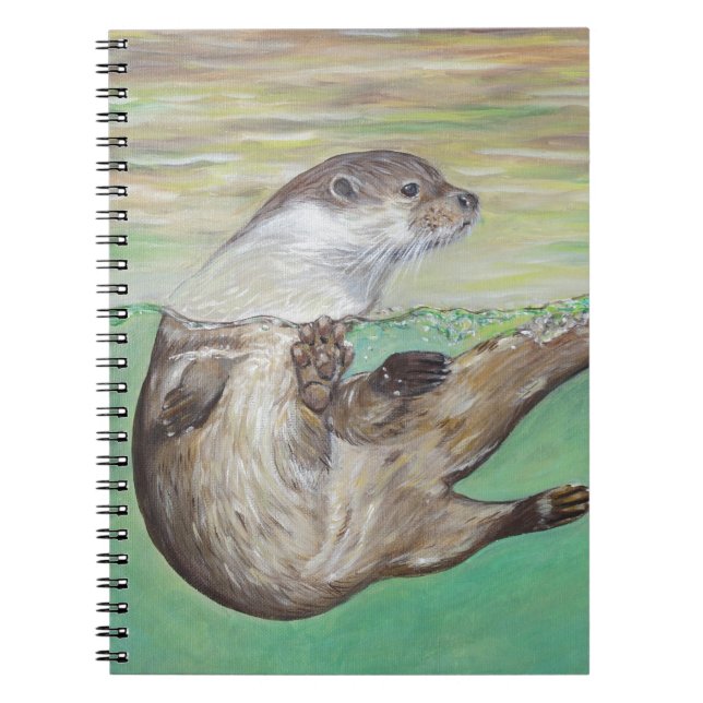 Carnet Peinture de loutre de rivière enjouée (Devant)