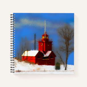 Carnet Peinture de phare rouge - Art original