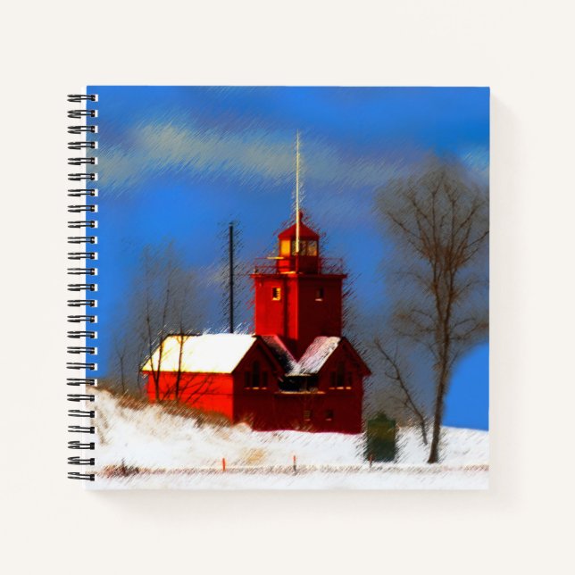 Carnet Peinture de phare rouge - Art original (Devant)