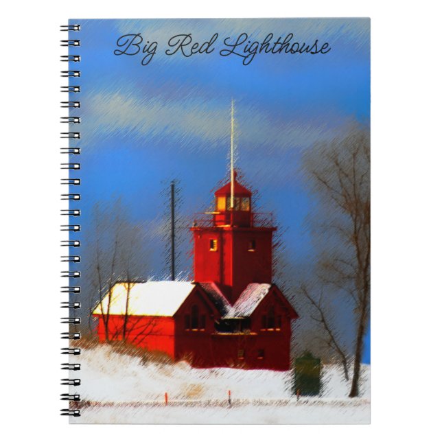 Carnet Peinture de phare rouge - Art original (Devant)
