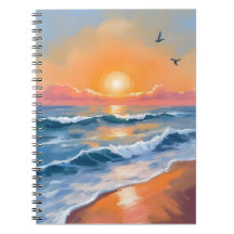 Peinture de plage à l'aquarelle au coucher du sole