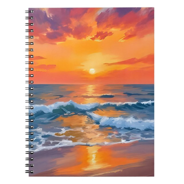 Carnet Peinture de plage océanique au coucher du soleil d (Devant)