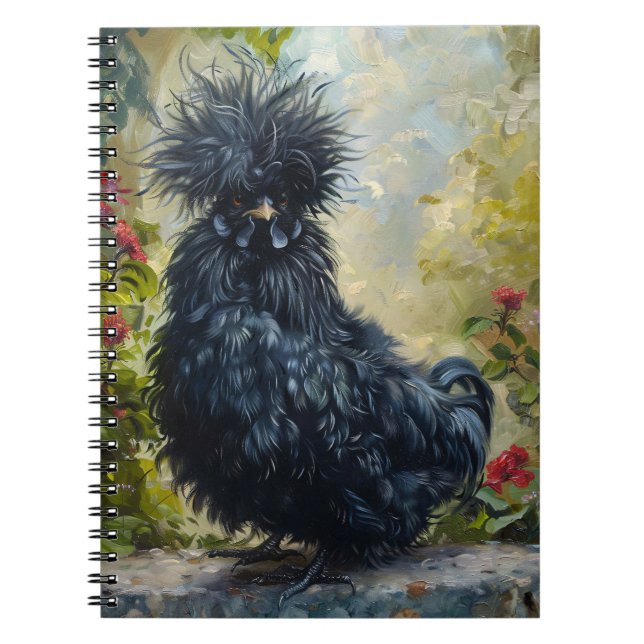 Carnet Peinture de poulet noir en Silkie (Devant)
