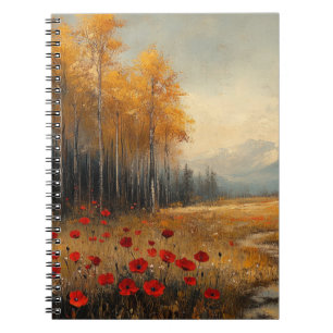 Carnet Peinture de Prairie Automnale Vintage avec Coqueli