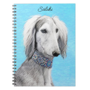 Carnet Peinture de Saluki (Argent) - Joli art original de