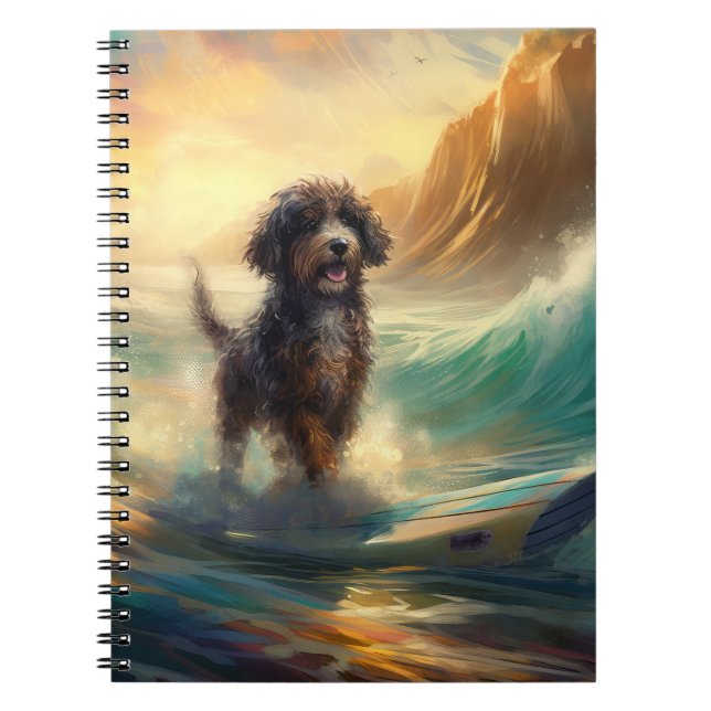 Carnet Peinture de surf à la plage de Bernedoodle (Devant)