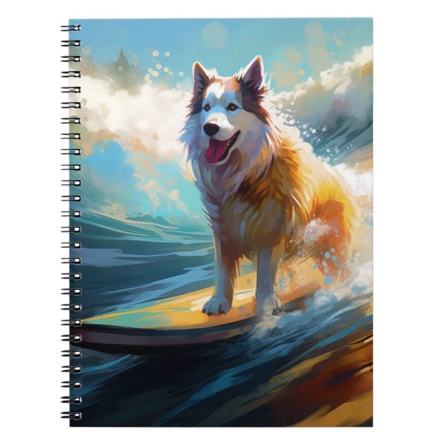 Carnet Peinture de surf de plage de Malamute d'Alaska (Devant)