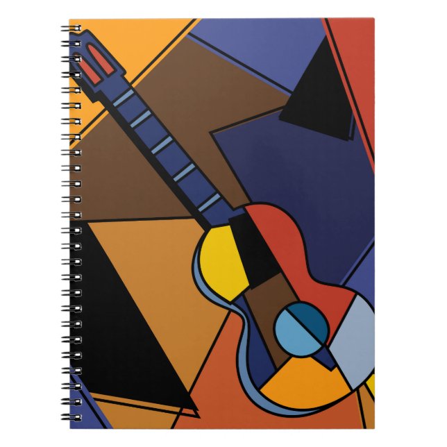 Carnet Peinture de surréalisme de guitare cubiste. (Devant)