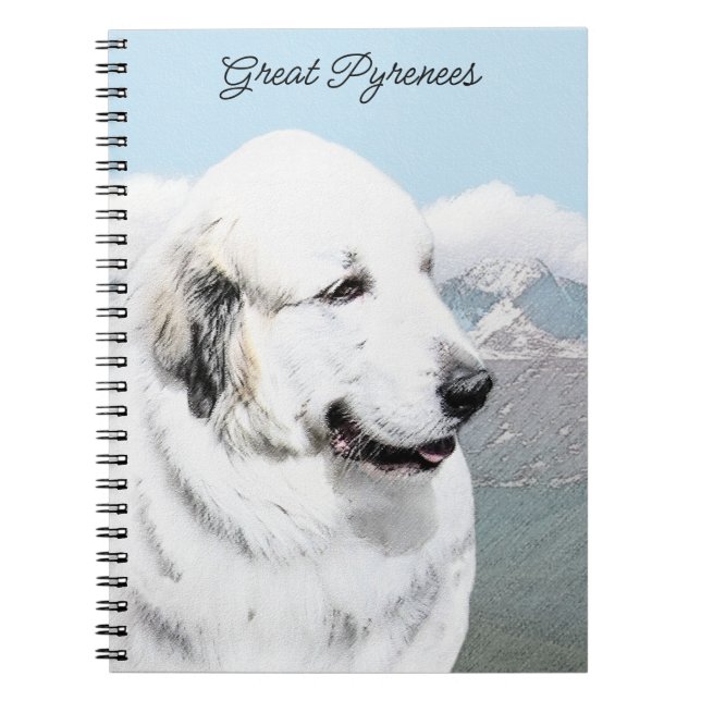 Carnet Peinture des Pyrénées - Art original du chien (Devant)