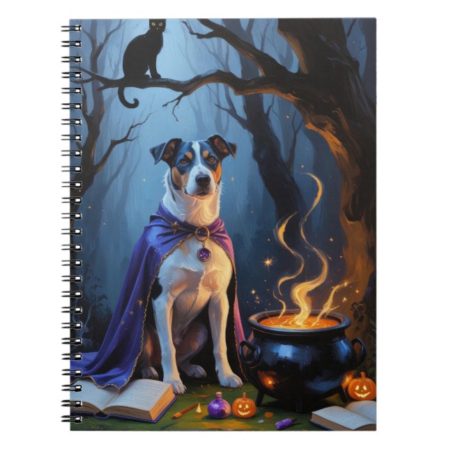 Carnet Peinture d'Halloween blanc Heeler Chien Whimsical (Devant)