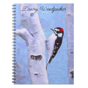 Carnet Peinture Downy Woodpecker - Art original pour oise