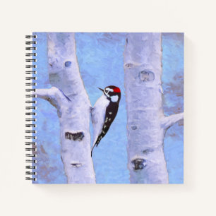 Carnet Peinture Downy Woodpecker - Art original pour oise