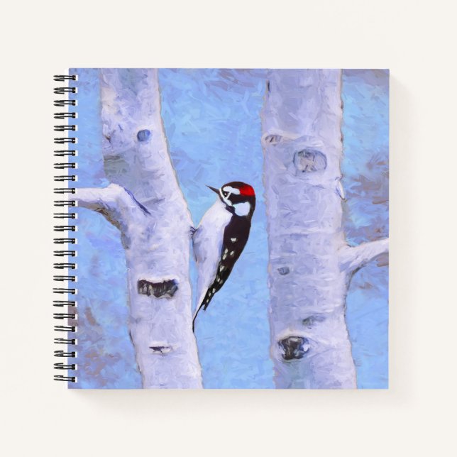 Carnet Peinture Downy Woodpecker - Art original pour oise (Devant)