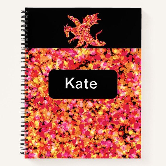 Carnet Peinture éclaboussée Dragon Rouge  (Devant)