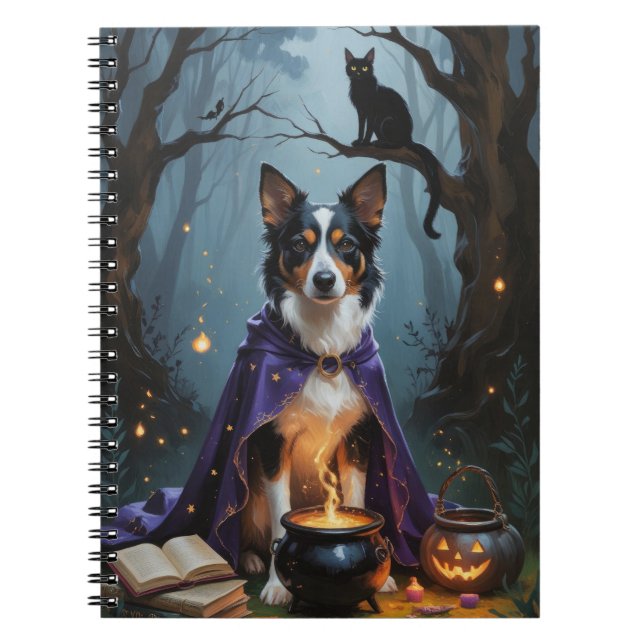 Carnet Peinture fantaisiste d'Halloween de chien Kelpie a (Devant)