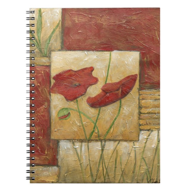 Carnet Peinture florale avec traits de pinceau visibles (Devant)