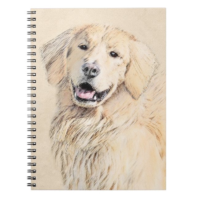 Carnet Peinture Golden Retriever - Joli art original chie (Devant)