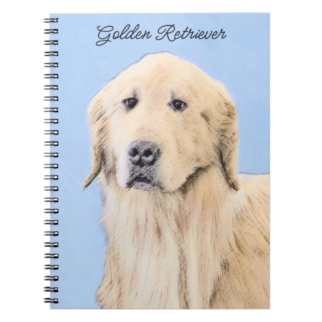 Carnet Peinture Golden Retriever - Joli art original chie (Devant)