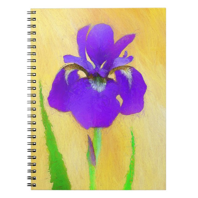 Carnet Peinture Iris à pois pourpre - Chien original mign (Devant)