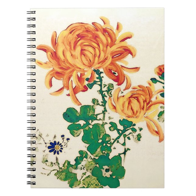 Carnet Peinture japonaise vintage de chrysanthèmes (Devant)