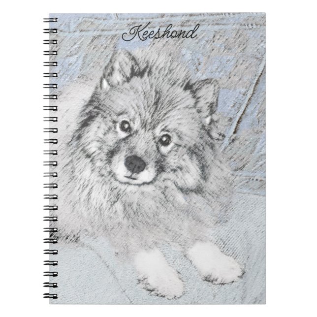Carnet Peinture Keeshond Beth - Joli art original chien (Devant)