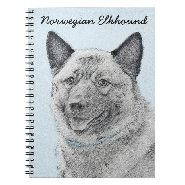 Carnet Peinture norvégienne Elkhound - Art original Chien (Devant)