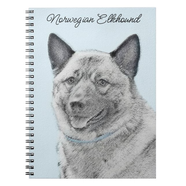 Carnet Peinture norvégienne Elkhound - Art original Chien (Devant)