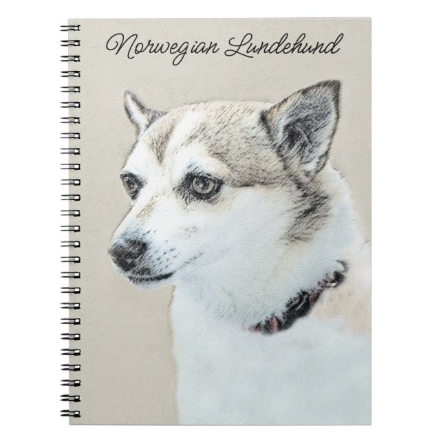 Carnet Peinture norvégienne Lundehund - Art original chie (Devant)