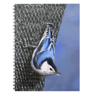Carnet Peinture Nuthatch à poitrine blanche Art original