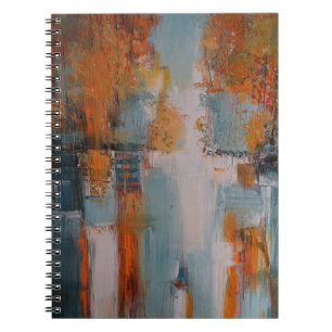 Carnet Peinture orange, blanche et turquoise abstraite