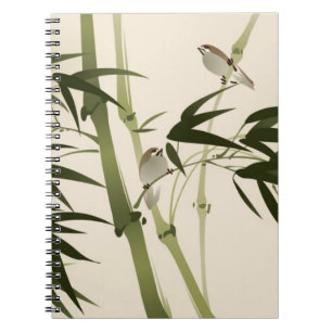 Carnet Peinture orientale de style, branches en bambou