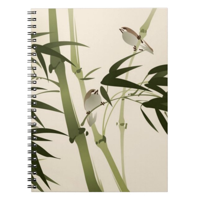 Carnet Peinture orientale de style, branches en bambou (Devant)