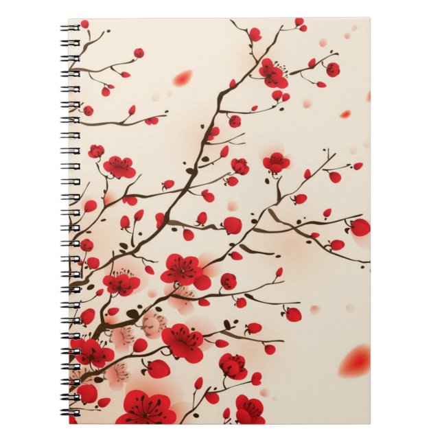 Carnet Peinture orientale de style, fleur de prune au (Devant)