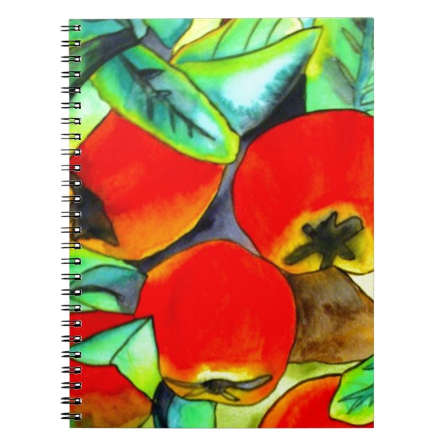 Carnet Peinture originale aquarelle de pommes rouges (Devant)