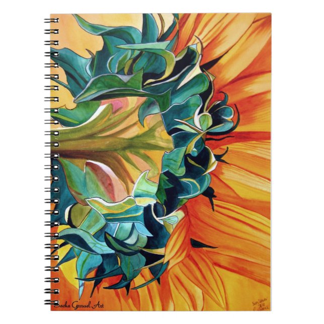 Carnet Peinture originale aquarelle tournesol jaune (Devant)