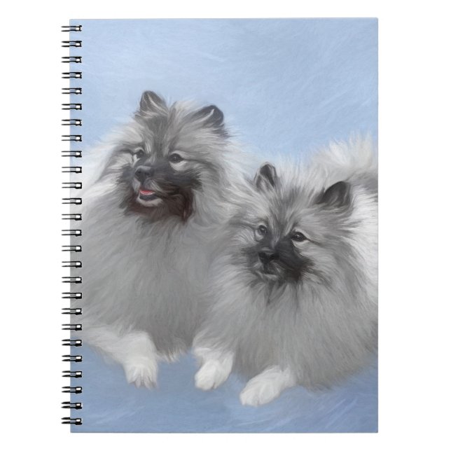 Carnet Peinture originale d'un couple de Keeshond - Art a (Devant)