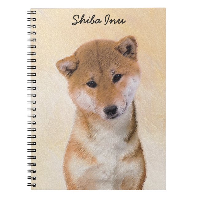 Carnet Peinture Shiba Inu (Rouge) - Art Chien original (Devant)