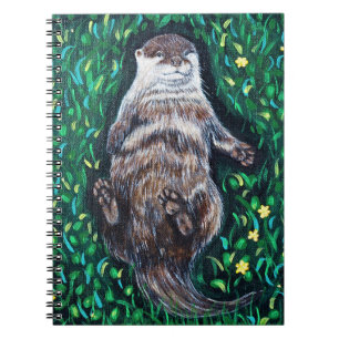 Carnet Peinture sur la loutre de rivière relaxante