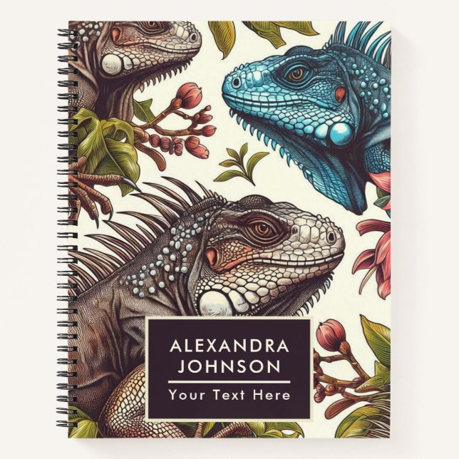 Carnet Peinture vintage Iguana sans fil (Devant)