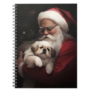 Carnet Pekingese avec le Père Noël Festif Noël