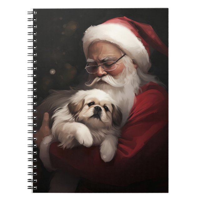 Carnet Pekingese avec le Père Noël Festif Noël (Devant)