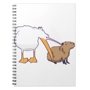 Carnet Pelican essaie de manger Capybara Funny Cute Kawai