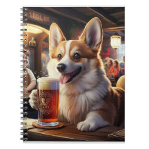 Pembroke Corgi Boire une bière au pub