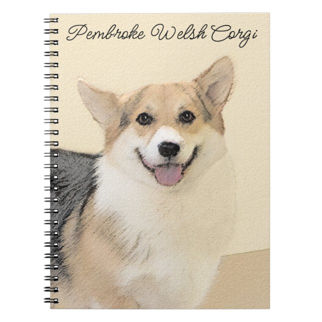 Carnet Pembroke Welsh Corgi Peinture - Art Chien original (Devant)